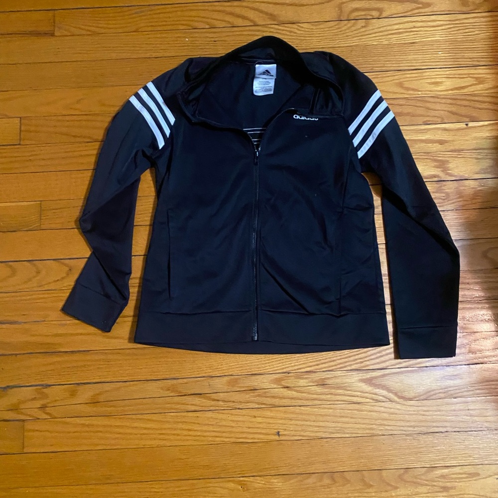 Adidas Black Track Jacket with White Stripes